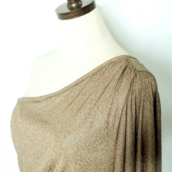 Hailey Brown Size 8 Shiny Satin One Shoulder Ruched Cocktail Evening Prom Dress - Picture 3 of 13